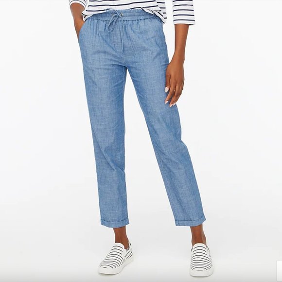 NWOT J. Crew Chambray Drawstring Joggers - Picture 5 of 5